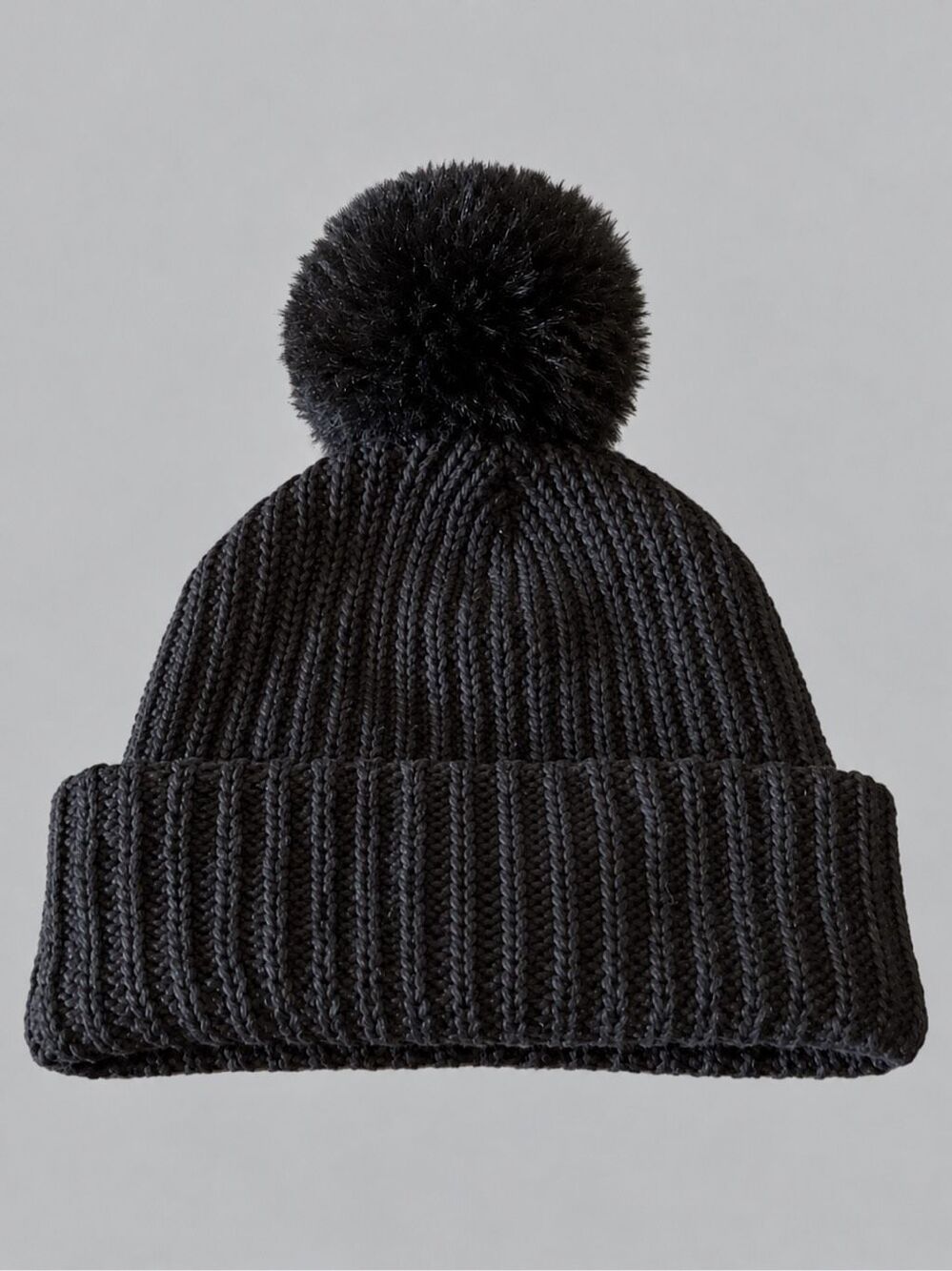 Love Your Melon Pom Beanie Ribbed Cotton Black Cozy Minimalist Modern Classic Ha